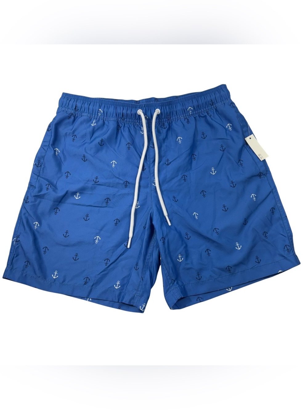 Amazon Essentials Blue Anchor Print Novelty Lined Swim Shorts Trunks NWT M Beach
